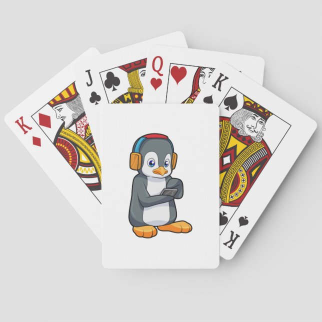 Pinguin Music Headphone Spielkarten (Rückseite)