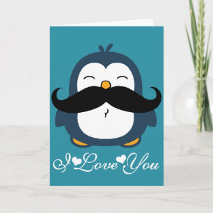 Pinguin Mustache Trend I Liebe Sie Karte