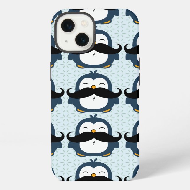 Pinguin Mustache Trend Pattern iPhone Hülle (Rückseite)