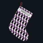 Pinguin Muster Lila Schwarz-weiß Kleiner Weihnachtsstrumpf<br><div class="desc">Hoffe,  dass dir dieses Ferienhaus gefällt. Passen Sie es mit einem Namen oder Initialen an,  wenn Sie möchten. Karo in meinem Shop für mehr passende Artikel und andere Urlaubsmuster. Danke für den Einkauf mit mir!</div>