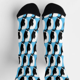 Pinguin Muster Niedlich Minimalistisch Blau Schwar Socken