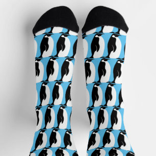 Pinguin Muster Niedlich Minimalistisch Blau Schwar Socken