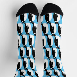 Pinguin Muster Niedlich Minimalistisch Blau Schwar Socken