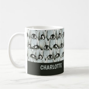 Pinguin Muster Schwarz-Weiß Niedlich Personalisier Kaffeetasse