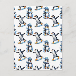 Pinguin-Musterdesign Postkarte