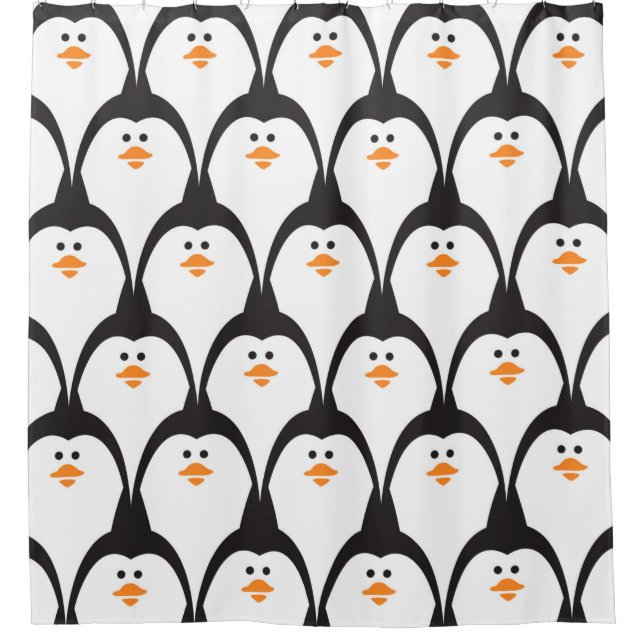 Pinguin nahtloses Muster.  Duschvorhang (Vorderseite)