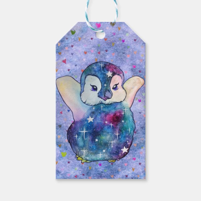 Pinguin namens Button Geschenkanhänger (Vorderseite)