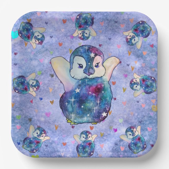 Pinguin namens Button Pappteller (Vorderseite)