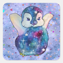 Pinguin namens Button Quadratischer Aufkleber