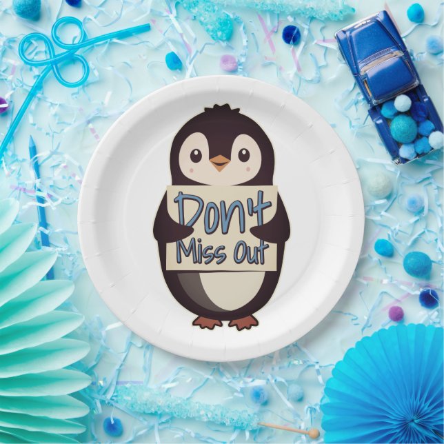 Pinguin Nicht Verpassen Schild Pappteller (Party)