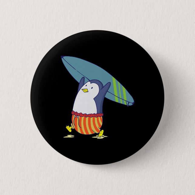 Pinguin Nichts ist besser als Surfen  Button (Vorderseite)