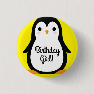 Pinguin Niedlich Kindergeburtstag Party Button