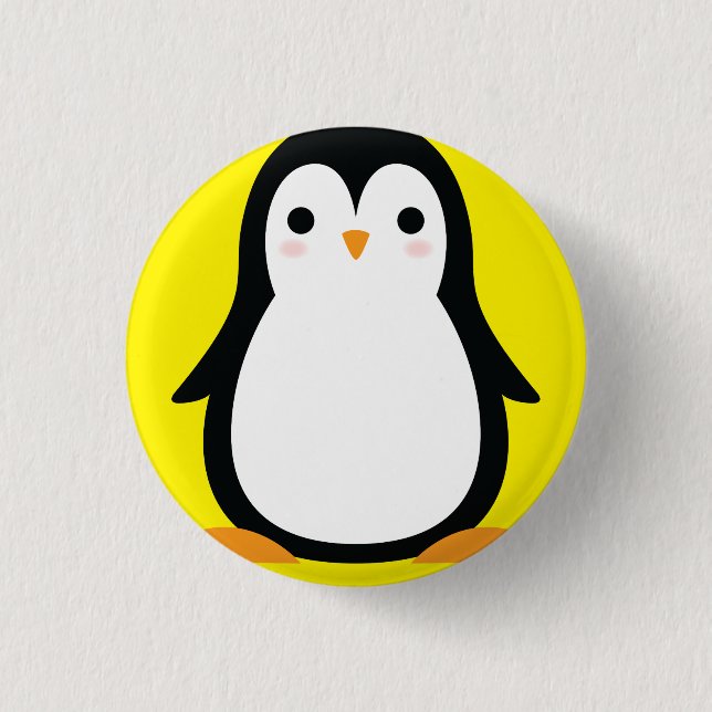 Pinguin Niedlich Winter 1. Geburtstag Button Butto (Vorderseite)