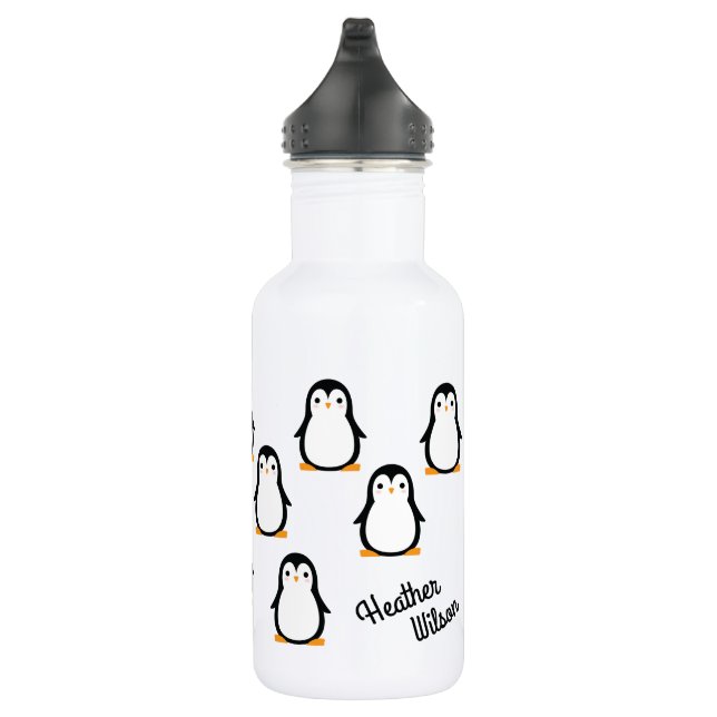 Pinguin Niedliche Kinder Wasserflasche mit Name (Rechts)