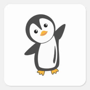 Pinguin Niedlicher Tiere für Kinder Funny Bird Quadratischer Aufkleber