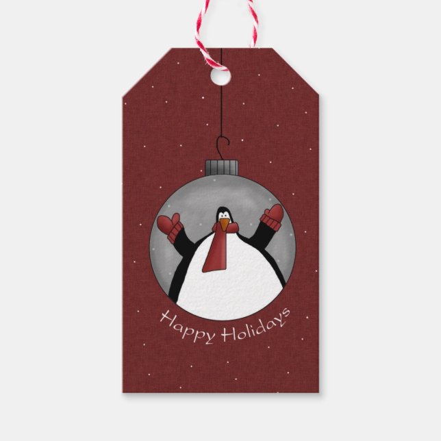 Pinguin Ornament-Geschenk-Tag Geschenkanhänger (Vorderseite)