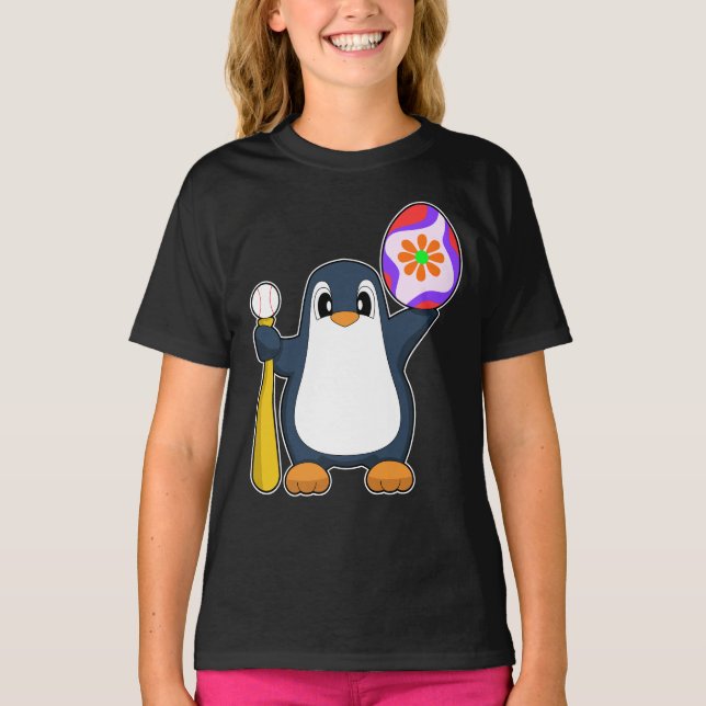 Pinguin Osterbaseball T-Shirt (Vorderseite)