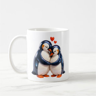 Pinguin-Paar mit zarter Liebe Kaffeetasse