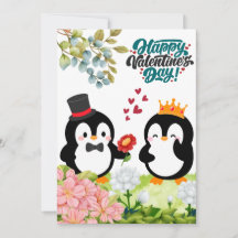 Pinguin Paar Romantische Einladung