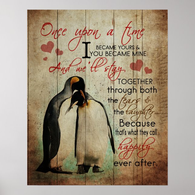 Pinguin-Paare einmal auf Hochzeitsgeschenke Poster (Vorne)