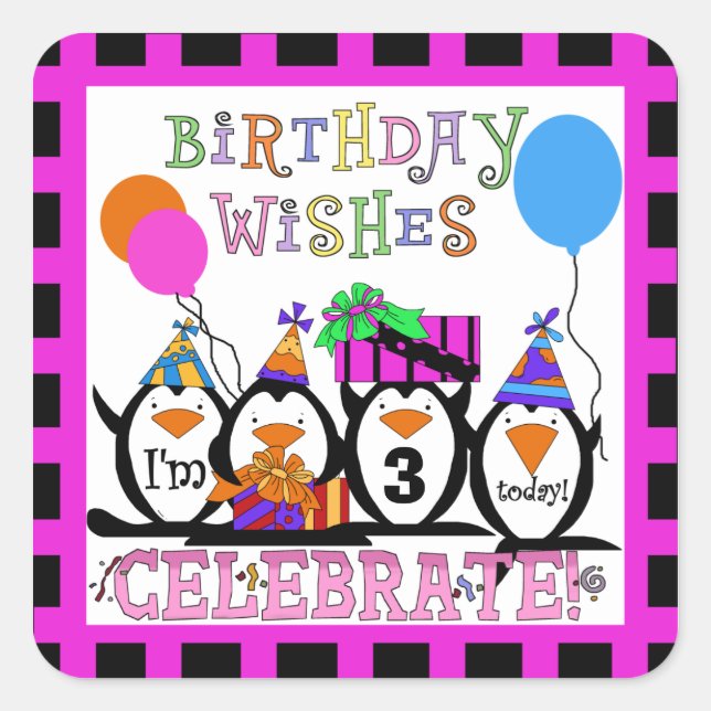 Pinguin Party Custom Stickers (Vorderseite)