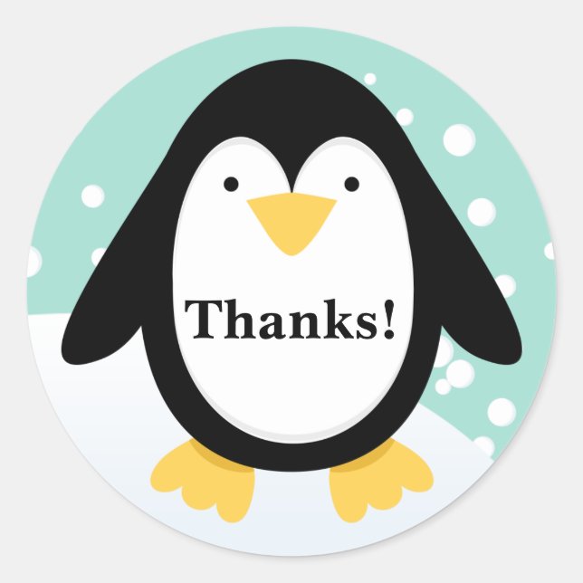 Pinguin Party Danke Stickers (Vorderseite)