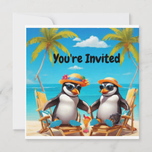 Pinguin Party "Du bist eingeladen " Einladung