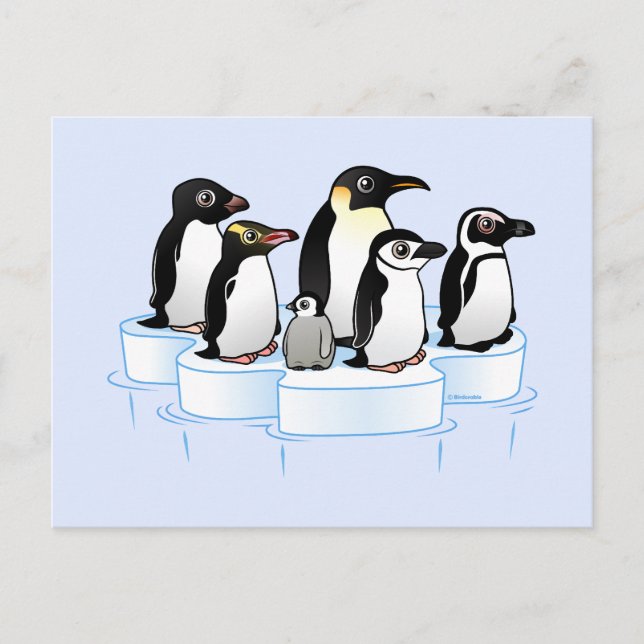Pinguin-Party Einladungspostkarte (Vorderseite)