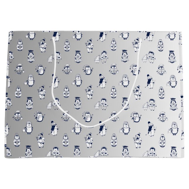 Pinguin Party Perfect: Stilvolle Geschenktasche De Große Geschenktüte (Vorderseite)