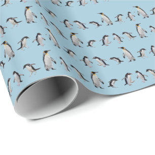 Pinguin Party Wrapping Paper (Farbe auswählen) Geschenkpapier