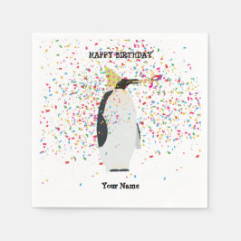 Pinguin Partying - Tiere bei der Geburtstagsparty Serviette