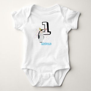 Pinguin Partying - Tiere Geburtstagsparty Baby Age Strampler