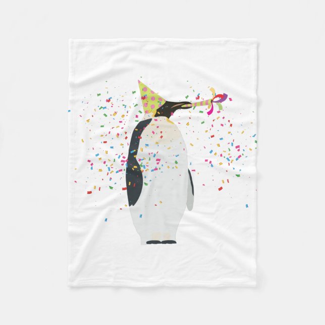 Pinguin Partying - Tiere mit Party Fleecedecke (Vorderseite)