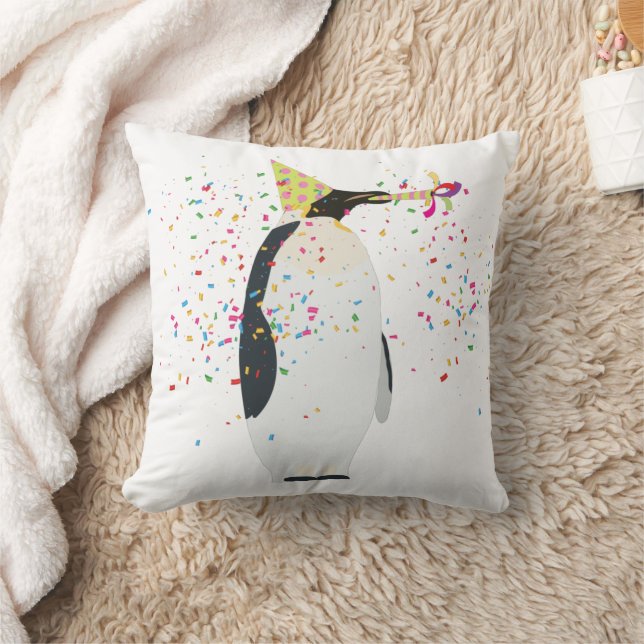 Pinguin Partying - Tiere mit Party Kissen (Decke)