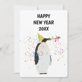 Pinguin Partying - Tierurlaub New Years Card Feiertagskarte