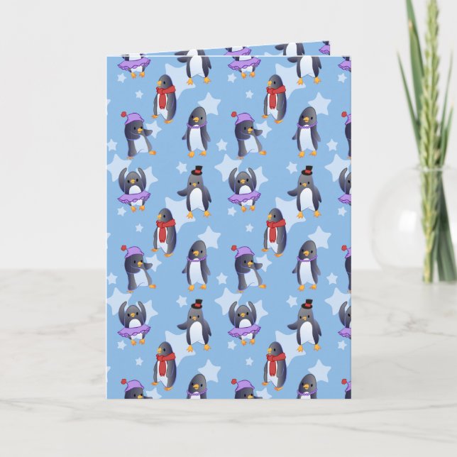 Pinguin Pattern Feiertagskarte (Vorderseite)