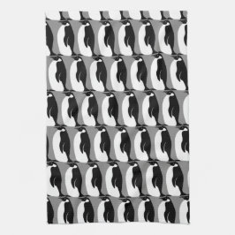 Pinguin Pattern Grau Schwarz-weiß Geschirrtuch