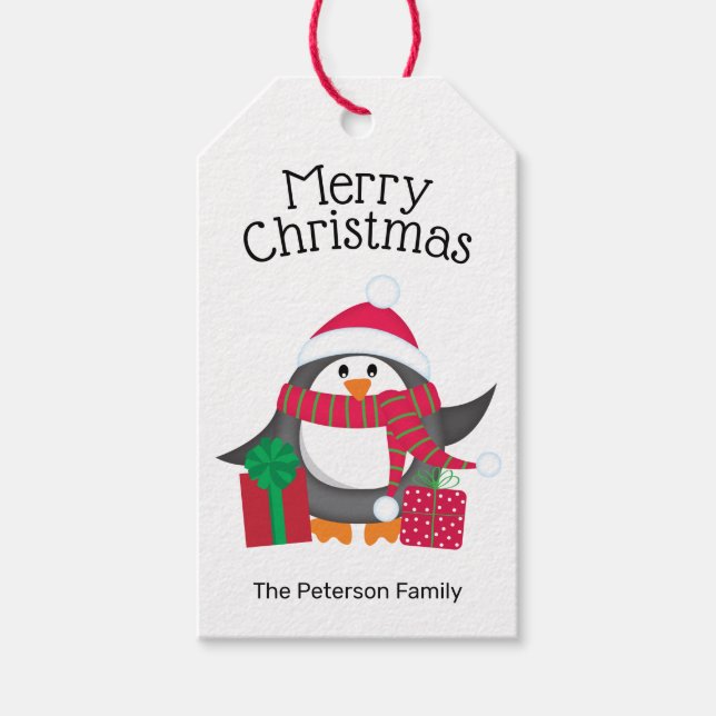 Pinguin Personalisiert Geschenkanhänger (Vorderseite)