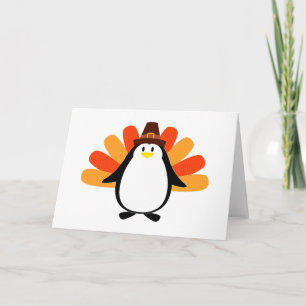 Pinguin Pilgrim Türkei Mash-up Feiertagskarte
