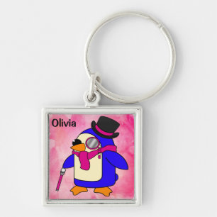 Pinguin-Pinguin-Blütenpastellpink aus niedlichem C Schlüsselanhänger