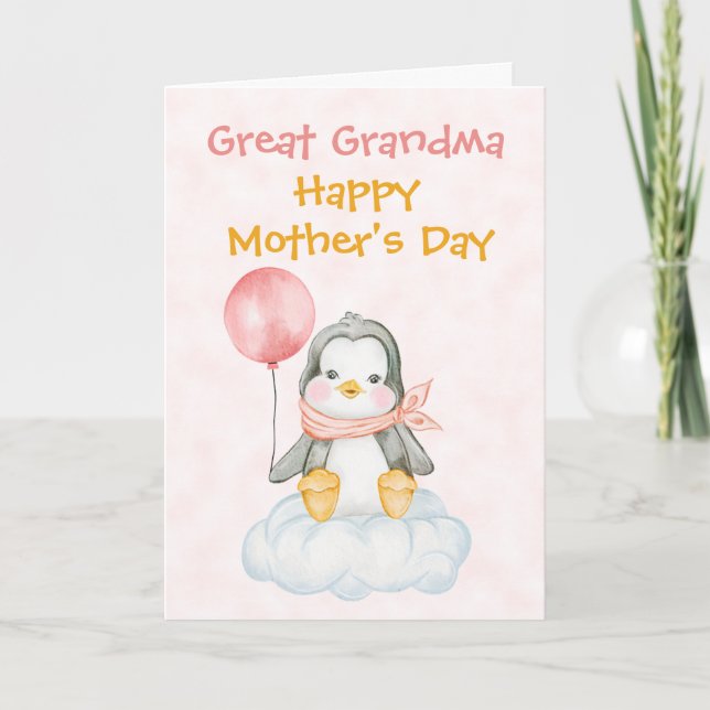 Pinguin Pink Card der Großmutter Karte (Vorderseite)
