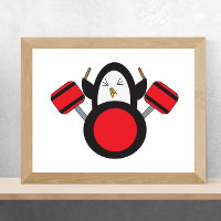 Pinguin Playing Drums Niedlich