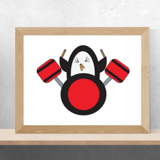 Pinguin Playing Drums Niedlich Poster (Von Creator hochgeladen)