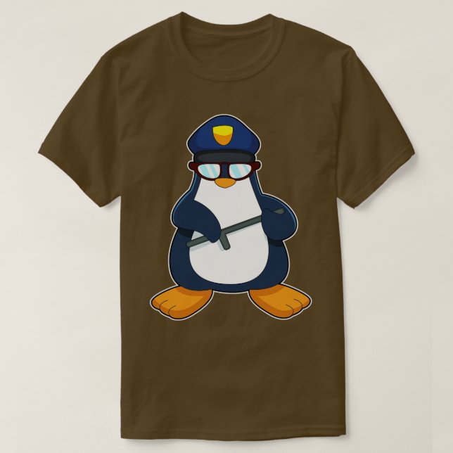 Pinguin Polizist Baton Police T-Shirt (Design vorne)