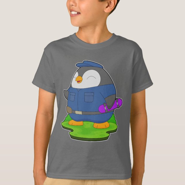 Pinguin Polizist Skateboardpolizei T-Shirt (Vorderseite)