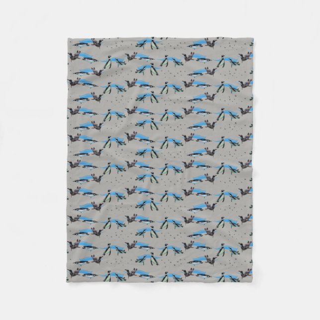 Pinguin Pool Party Fleece Blanket (grau) (Vorderseite)