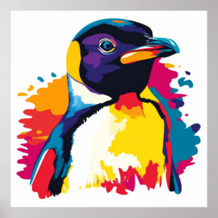 Pinguin Portrait Illustration Aquarellmalerei Poster