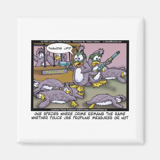 Pinguin Profiling Funny Gifts T-Shirts & Sammlerst Magnet (Vorne)