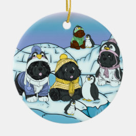 Pinguin Puppy März Keramik Ornament