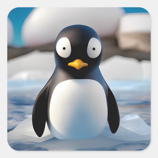 Pinguin Quadratischer Aufkleber (Vorderseite)